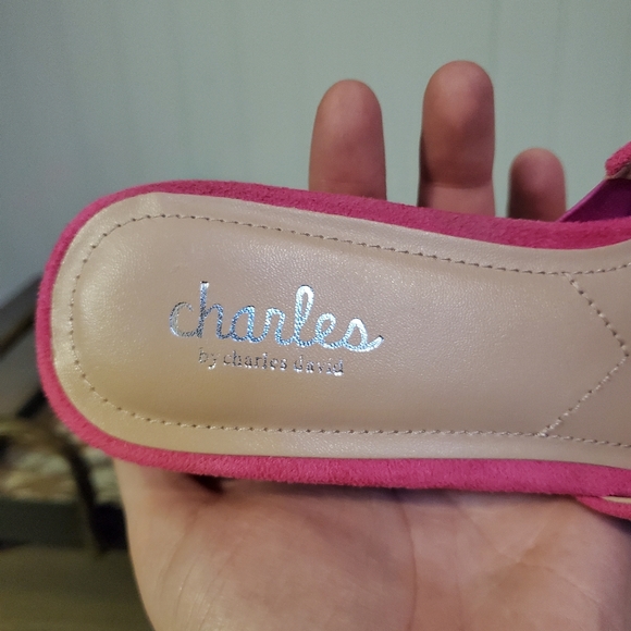 Elyse Sandals Charles David Fuschia Barbie Pink Platform Heels Block Heels Hot - Picture 11 of 13